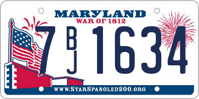MD license plate 7BJ1634