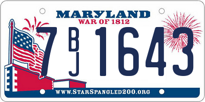 MD license plate 7BJ1643