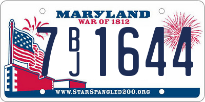 MD license plate 7BJ1644