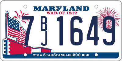 MD license plate 7BJ1649