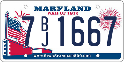 MD license plate 7BJ1667