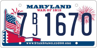 MD license plate 7BJ1670