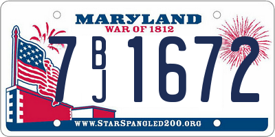 MD license plate 7BJ1672