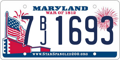 MD license plate 7BJ1693