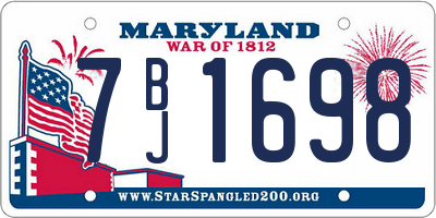 MD license plate 7BJ1698