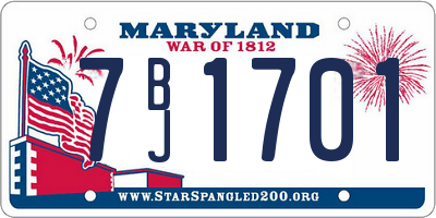 MD license plate 7BJ1701