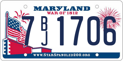 MD license plate 7BJ1706