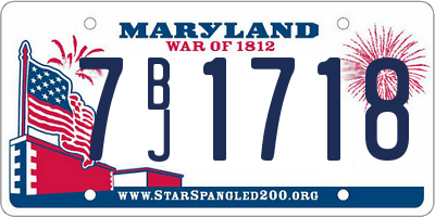 MD license plate 7BJ1718