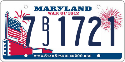 MD license plate 7BJ1721