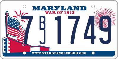 MD license plate 7BJ1749