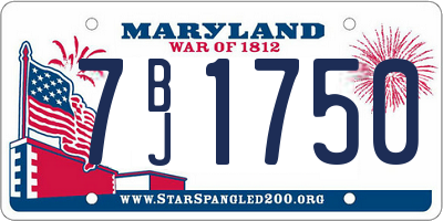 MD license plate 7BJ1750