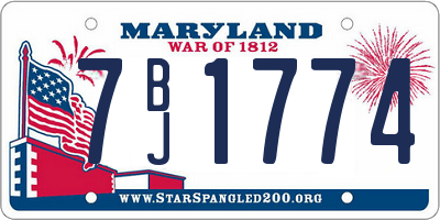 MD license plate 7BJ1774