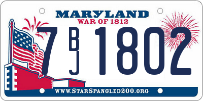 MD license plate 7BJ1802