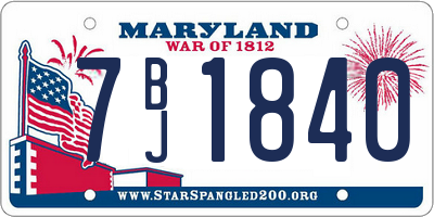 MD license plate 7BJ1840
