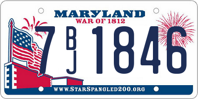 MD license plate 7BJ1846