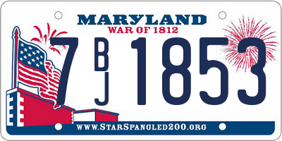 MD license plate 7BJ1853