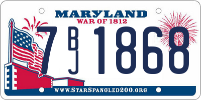 MD license plate 7BJ1868