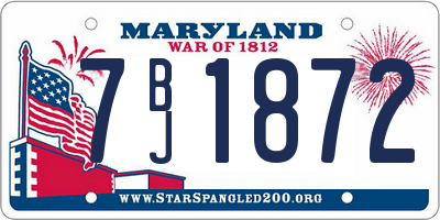 MD license plate 7BJ1872