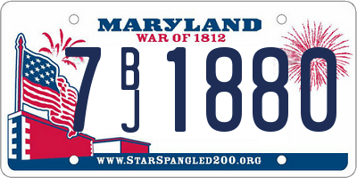 MD license plate 7BJ1880