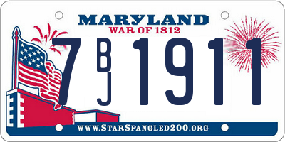 MD license plate 7BJ1911