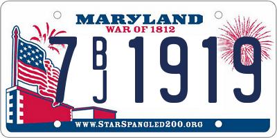 MD license plate 7BJ1919