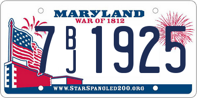 MD license plate 7BJ1925
