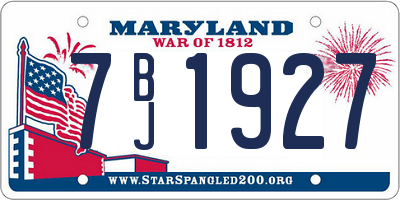 MD license plate 7BJ1927
