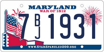 MD license plate 7BJ1931