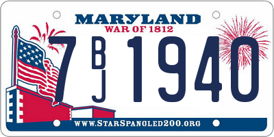 MD license plate 7BJ1940