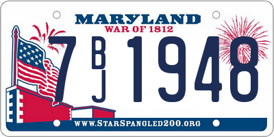 MD license plate 7BJ1948