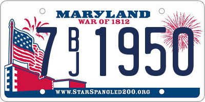 MD license plate 7BJ1950