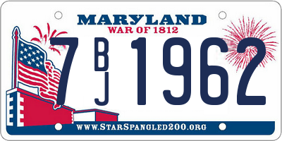 MD license plate 7BJ1962