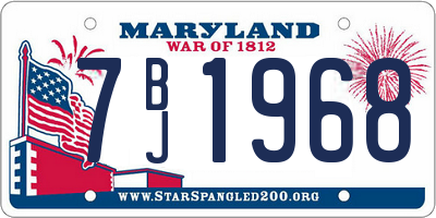 MD license plate 7BJ1968