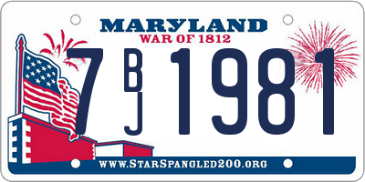 MD license plate 7BJ1981
