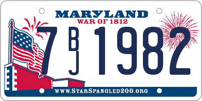 MD license plate 7BJ1982