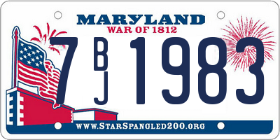 MD license plate 7BJ1983