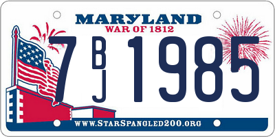 MD license plate 7BJ1985