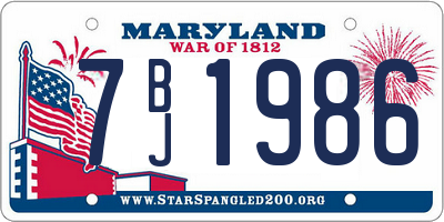 MD license plate 7BJ1986