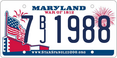 MD license plate 7BJ1988
