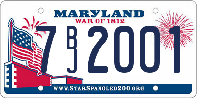 MD license plate 7BJ2001