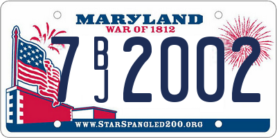 MD license plate 7BJ2002