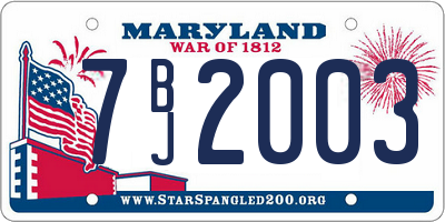 MD license plate 7BJ2003