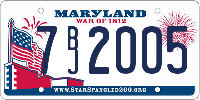 MD license plate 7BJ2005