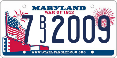 MD license plate 7BJ2009