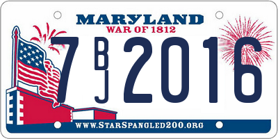 MD license plate 7BJ2016
