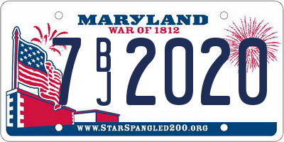 MD license plate 7BJ2020