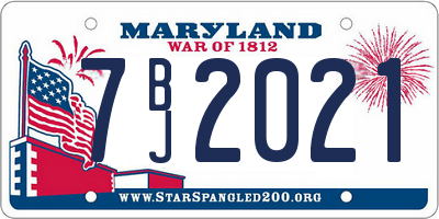 MD license plate 7BJ2021