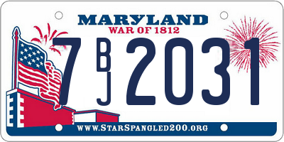 MD license plate 7BJ2031