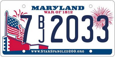MD license plate 7BJ2033