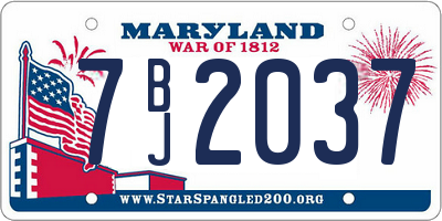 MD license plate 7BJ2037
